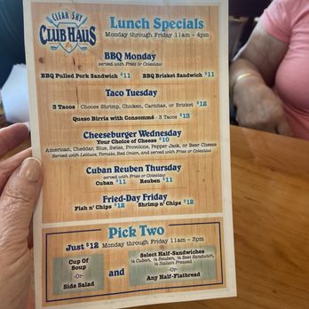 Clear Sky Draught Haus - Lunch menu - Gastropubs Near Me - Dunedin, Florida Clear Sky Draught Haus - Lunch menu - Gastropubs Near Me - Dunedin, Florida