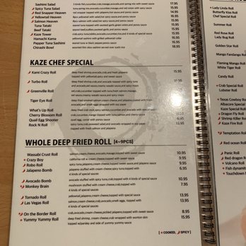 Kaze - Kaze sushi menu - Japanese Near Me - Dallas, Texas