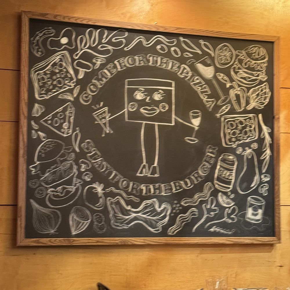 Emmy Squared Pizza - The Gulch - Sign - Came for the pizza, stayed for the burger - Pizza Near Me - Nashville, Tennessee