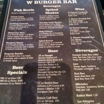 W Burger Bar - Drinks menu 2. - Burgers Near Me - Toronto, Ontario