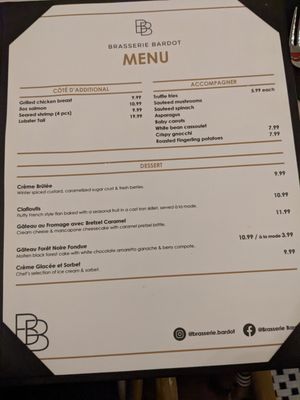 Menu photo 1 Brasserie Bardot Edmonton, AB Menu photo 1 Brasserie Bardot Edmonton, AB