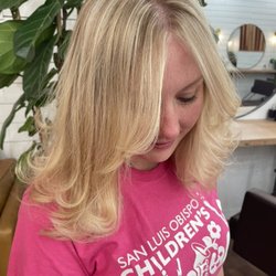 Lyssa Maree Hair - Long blonde curtain bangs