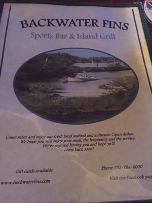 Menu photo 4 Backwater Fins Crystal River, FL