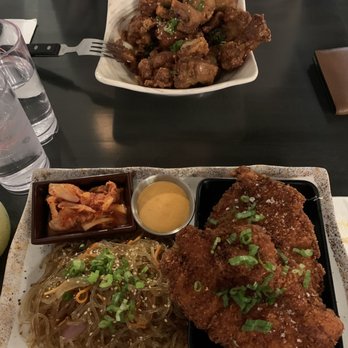 Bae Bae's Kitchen - KFC Plate, with japchae noodles, Napa kimchi, and spicy Mayo and yum yum chicken - Korean Near Me - Pittsburgh, Pennsylvania Bae Bae's Kitchen - KFC Plate, with japchae noodles, Napa kimchi, and spicy Mayo and yum yum chicken - Korean Near Me - Pittsburgh, Pennsylvania