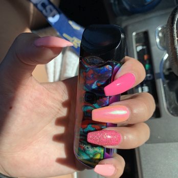 Lovely Nails - Pink variation with holographic and glitter - Nail Salons Near Me - Modesto, California