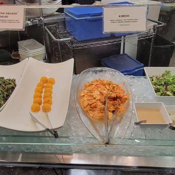 Sushi On - Seaweed salad, kabocha squash, kimchi, mixed greens, onions and salad dressings. - Sushi Bars Near Me - Fairfax, Virginia Sushi On - Seaweed salad, kabocha squash, kimchi, mixed greens, onions and salad dressings. - Sushi Bars Near Me - Fairfax, Virginia