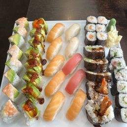 a variety of sushi on a plate a variety of sushi on a plate