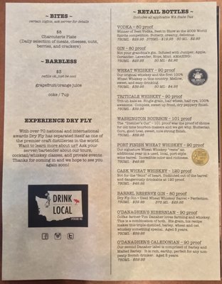 Menu photo 5 Dry Fly Distilling Spokane, WA