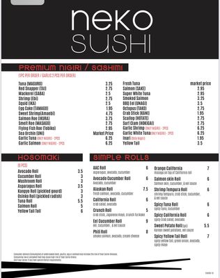 Menu photo 7 Neko Sushi Cincinnati, OH