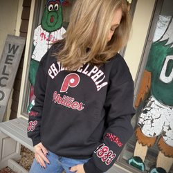 Monkey's Uncle - Ladies Phillies Bling Throwback Crew Sweatshirt