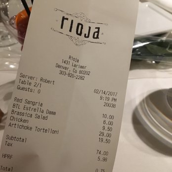 Rioja - While we don't mind paying a higher cost for good food that's worth it, this was far from worth the almost $100 tab. - New American Near Me - Denver, Colorado