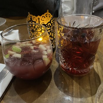 Hummus Kitchen - Sangria (left) and Pink Panther (right) - Mediterranean Near Me - New York, New York Hummus Kitchen - Sangria (left) and Pink Panther (right) - Mediterranean Near Me - New York, New York