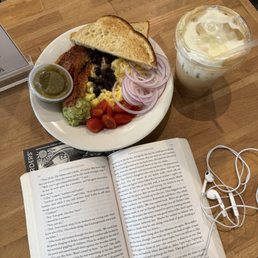 breakfast bowl and iced banana pudding latte