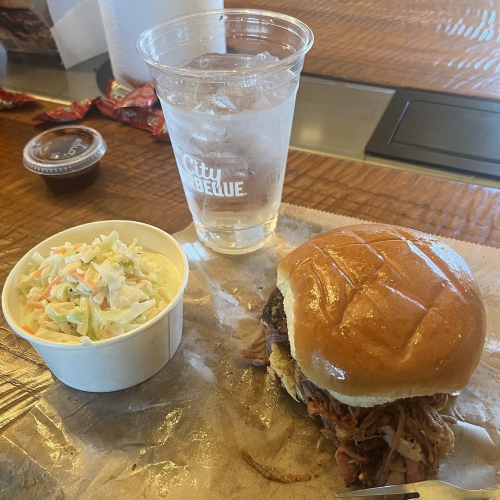 City Barbeque - Pulled pork with slaw - Barbeque Near Me - Greenville, South Carolina City Barbeque - Pulled pork with slaw - Barbeque Near Me - Greenville, South Carolina
