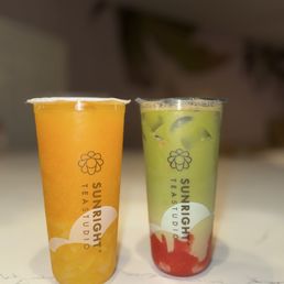 Mango Jasmine Tea + Strawberry Matcha Latte Mango Jasmine Tea + Strawberry Matcha Latte