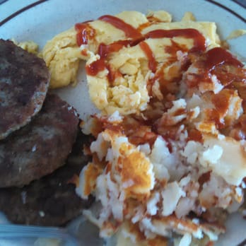 Plaza Cafe - Hubby was too fast with the ketchup. This is eggs and sausage plate. - Breakfast & Brunch Near Me - Pleasant Hill, California Plaza Cafe - Hubby was too fast with the ketchup. This is eggs and sausage plate. - Breakfast & Brunch Near Me - Pleasant Hill, California