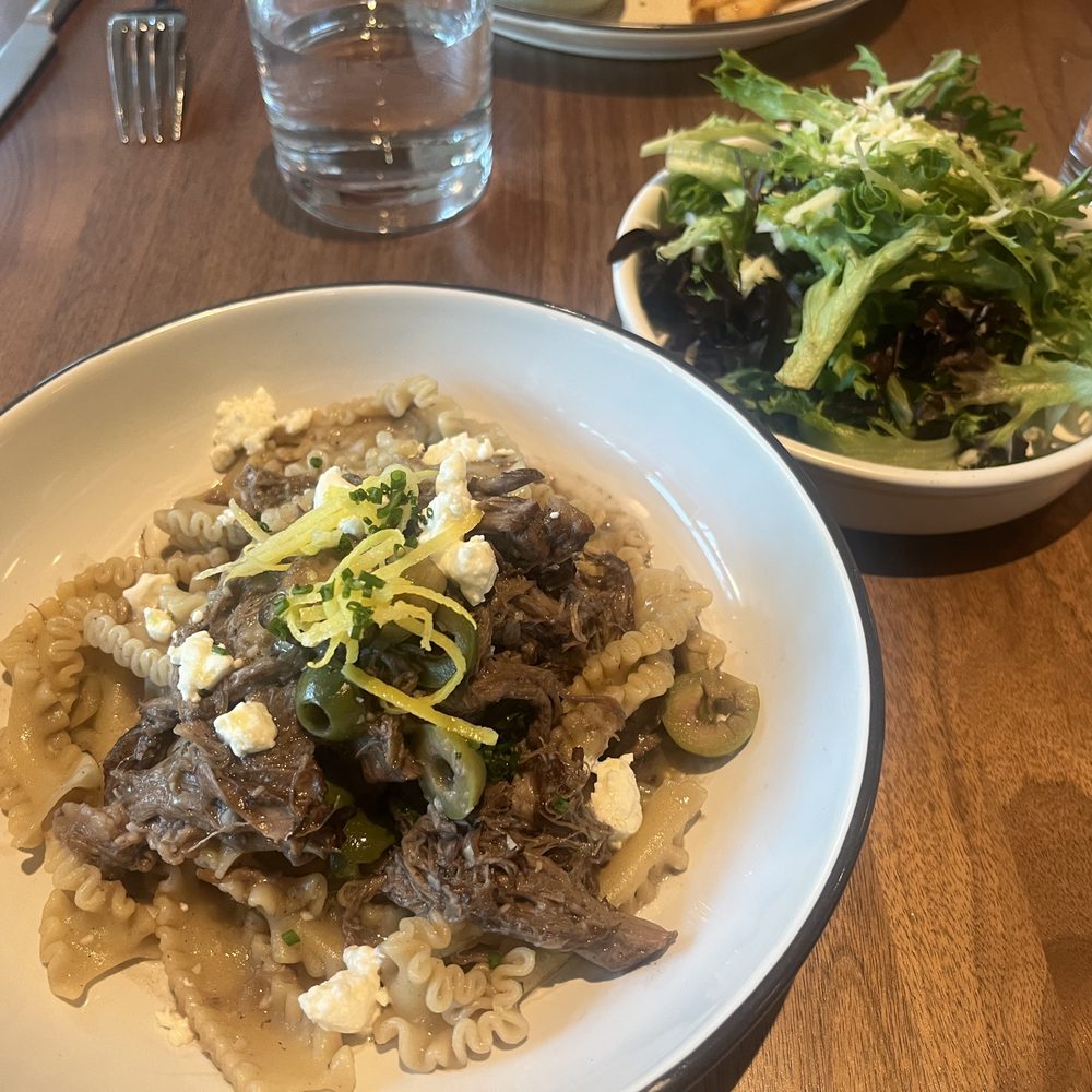 DeLille En Ville - Main Course - Pasta with lamb and a super fresh salad - Desserts Near Me - Seattle, Washington