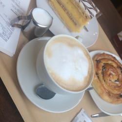 Druckers Vienna Patisserie - Again, a latte, raisins cinnamon and the custard cake.