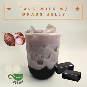 Tea Art - Taro milk with refreshing grass jelly (herbal jelly) - Bubble Tea Near Me - New York, New York