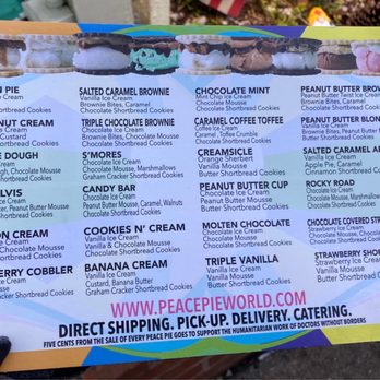 Peace Pie - Menu - Ice Cream & Frozen Yogurt Near Me - Cape May, New Jersey Peace Pie - Menu - Ice Cream & Frozen Yogurt Near Me - Cape May, New Jersey