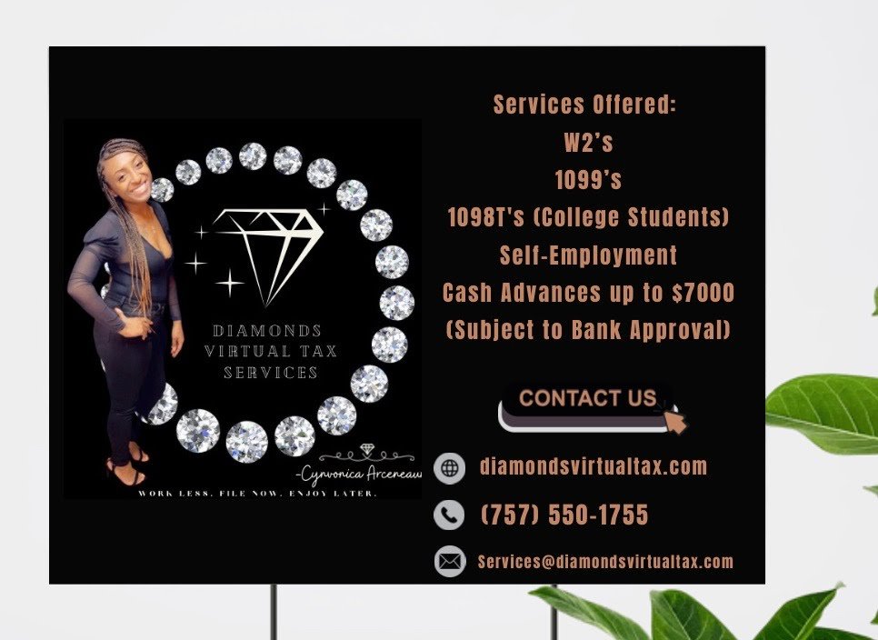 DIAMONDS VIRTUAL TAX SERVICES Request Consultation 3419 Virginia