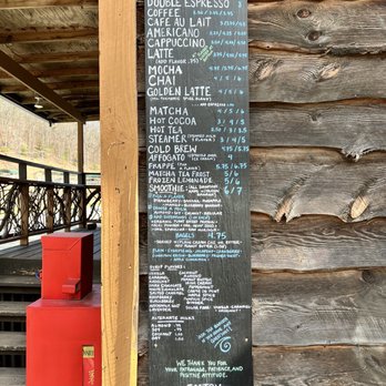 Cardinal Coffee - Menu posted outside - Coffee & Tea Near Me - Bryson City, North Carolina