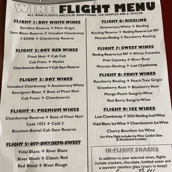 Debonné Vineyards - Flight menu. $15 flights. - Beer, Wine & Spirits Near Me - Madison, Ohio