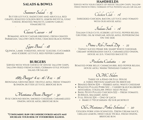 Menu photo 6 1885 Helena, MT