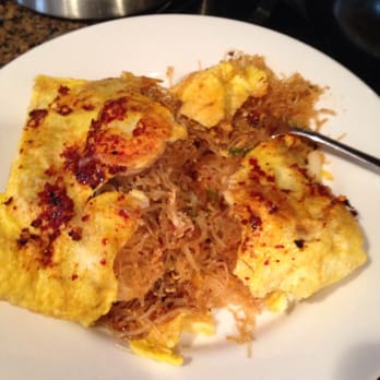 Tac Quick - Pad thai omelette opened up - Thai Near Me - Chicago, Illinois Tac Quick - Pad thai omelette opened up - Thai Near Me - Chicago, Illinois