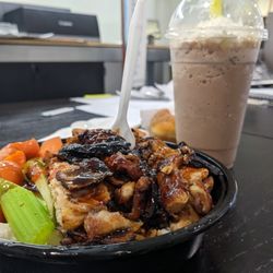 Lisa's Donut Alley - Teriyaki chicken, Mocha smoothie and donut treat