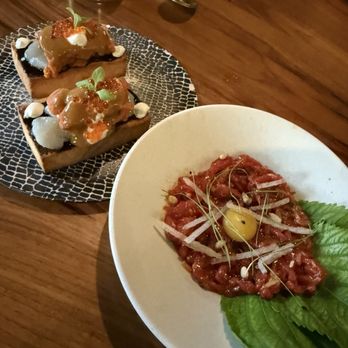 Bansang - Uni scallop toast and steak tartare - Korean Near Me - San Francisco, California Bansang - Uni scallop toast and steak tartare - Korean Near Me - San Francisco, California