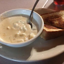 Potato soup with grilled ham and cheese without the ham. Potato soup with grilled ham and cheese without the ham.