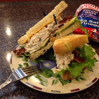 Deli George - Chicken salad on Sourdough toast with bacon, cheddar and avocado. - Delis Near Me - Boise, Idaho Deli George - Chicken salad on Sourdough toast with bacon, cheddar and avocado. - Delis Near Me - Boise, Idaho