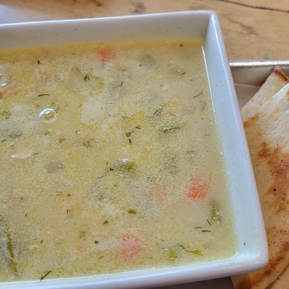 Plaka Grill - Avgolemono soup and pita - Greek Near Me - Vienna, Virginia