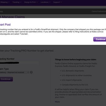 Fedex - Directing to shipper's claim page - Couriers & Delivery Services Near Me - Troutdale, Oregon