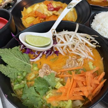 Vientiane Bistro - KHAO POON AKA KING SOUP - red curry vermicelli noodle soup - Laotian Near Me - Philadelphia, Pennsylvania Vientiane Bistro - KHAO POON AKA KING SOUP - red curry vermicelli noodle soup - Laotian Near Me - Philadelphia, Pennsylvania