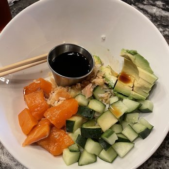 The Pour House Bistro - Salmon Bowl, with dukes, avocado, over Jasmine rice. YUM !!! - Wine Bars Near Me - Crossville, Tennessee The Pour House Bistro - Salmon Bowl, with dukes, avocado, over Jasmine rice. YUM !!! - Wine Bars Near Me - Crossville, Tennessee