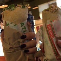 Pita Pit - Hummus veggie wrap and a bacon chicken wrap. Delicious, but expensive!