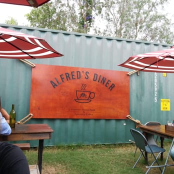Alfred's Diner - Sign on the shipping container. - Coffee & Tea Near Me - Mermaid Beach, QLD Alfred's Diner - Sign on the shipping container. - Coffee & Tea Near Me - Mermaid Beach, QLD