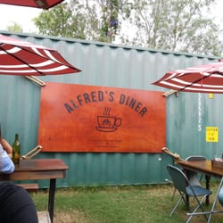 Alfred's Diner - Sign on the shipping container.