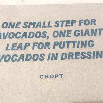 Chopt Creative Salad Co. - Chopt napkin - Salad Near Me - Florham Park, New Jersey