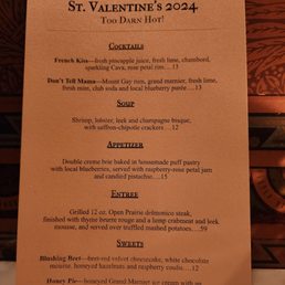Valentine's day special menu Valentine's day special menu