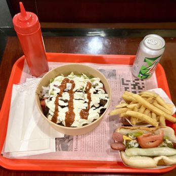 Indy gyros - Lamb over rice bowl and a Chicago dog - Mediterranean Near Me - Brownsburg, Indiana