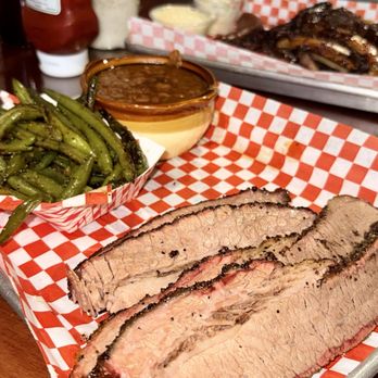The SmoKING Ribs - Brisket with the Sautéed Garlic Green Beans and Smoked Bbq Beans - Caterers Near Me - Garden Grove, California