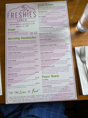 Menu photo 2 Freshies Steamboat Springs, CO Menu photo 2 Freshies Steamboat Springs, CO