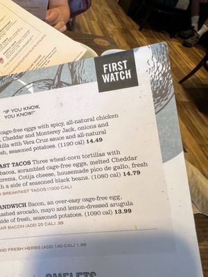 Menu photo 2 First Watch Oro Valley, AZ