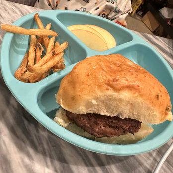 BB's Tex-Orleans - Kids Cheeseburger comes with shoestring fries, apple wedges, and an ice cream sandwich - Cajun/Creole Near Me - Houston, Texas
