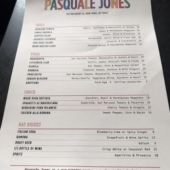 Pasquale Jones - Menu - Italian Near Me - New York, New York Pasquale Jones - Menu - Italian Near Me - New York, New York