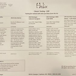 Helix Wines - Tasting Menu (2021 Nov)