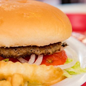 Bantam Chef - a hamburger and fries on a plate - Hot Dogs Near Me - Union, South Carolina